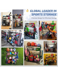 Estante Organizador Deportivo PLKOW - Almacenamiento Garaje Negro 2