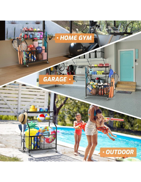 Estante Organizador Deportivo PLKOW - Almacenamiento Garaje Negro