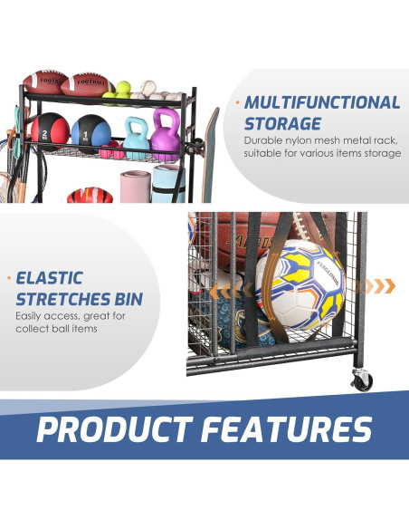 Estante Organizador Deportivo PLKOW - Almacenamiento Garaje Negro