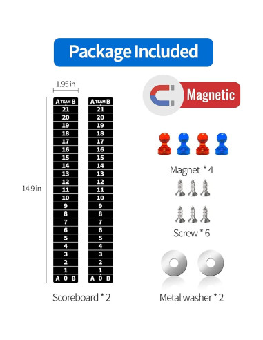 Paquete de 2 Tableros de Puntuación Magnéticos Cornhole 37.8x5cm