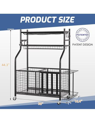 Estante Organizador Deportivo PLKOW - Almacenamiento Garaje Negro