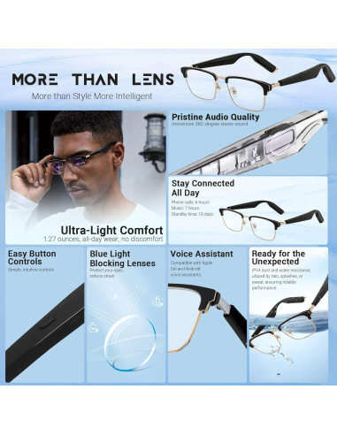 Gafas Inteligentes AI More than Lens Oro Rosa Bluetooth 5.4