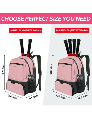 Mochila de Tenis Ytonet para Mujeres 2 Raquetas Rosa Aislada
