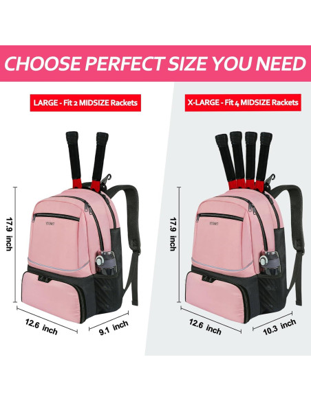 Mochila de Tenis Ytonet para Mujeres 2 Raquetas Rosa Aislada