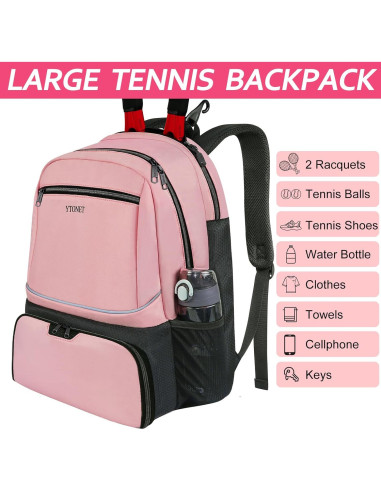 Mochila de Tenis Ytonet para Mujeres 2 Raquetas Rosa Aislada