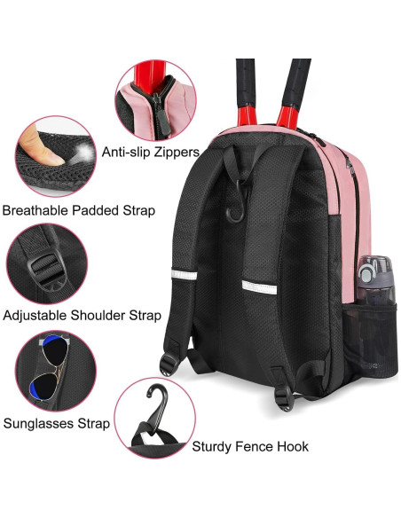 Mochila de Tenis Ytonet para Mujeres 2 Raquetas Rosa Aislada