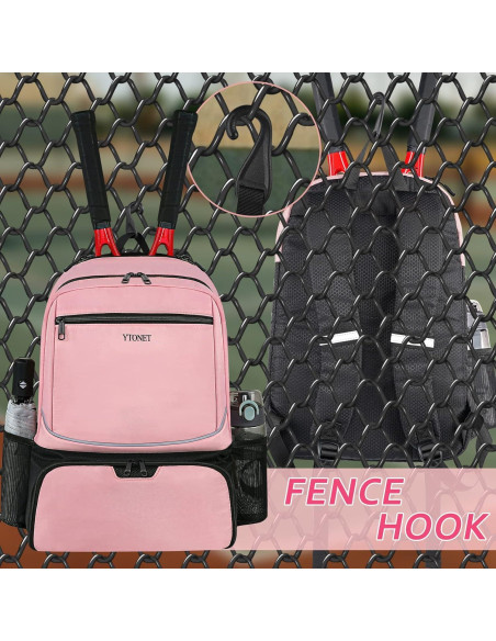 Mochila de Tenis Ytonet para Mujeres 2 Raquetas Rosa Aislada
