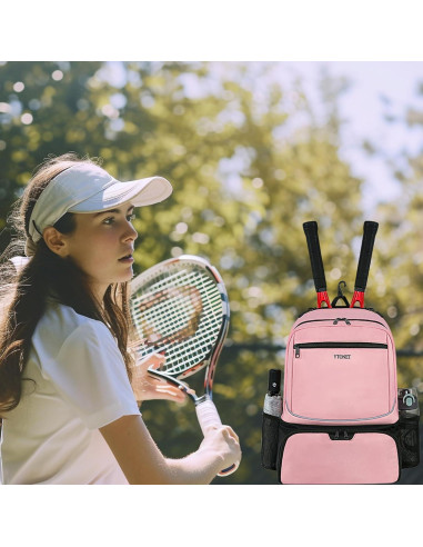 Mochila de Tenis Ytonet para Mujeres 2 Raquetas Rosa Aislada