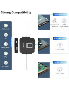 Adaptador GODO USB 3.0 a SATA/IDE GD009, 5Gbps, 2.5/3.5" 2