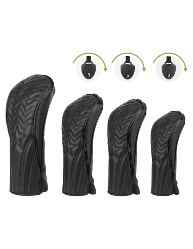 Cubiertas de Cabeza de Palos de Golf PONADA - 4 Piezas, Cuero PU