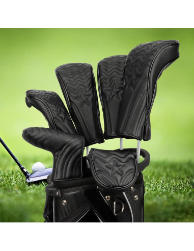 Cubiertas de Cabeza de Palos de Golf PONADA - 4 Piezas, Cuero PU