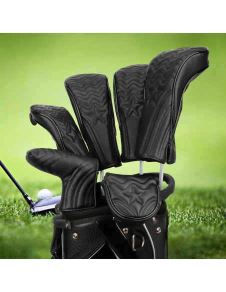 Cubiertas de Cabeza de Palos de Golf PONADA - 4 Piezas, Cuero PU