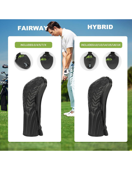 Cubiertas de Cabeza de Palos de Golf PONADA - 4 Piezas, Cuero PU