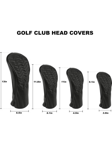 Cubiertas de Cabeza de Palos de Golf PONADA - 4 Piezas, Cuero PU