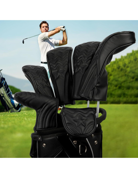 Cubiertas de Cabeza de Palos de Golf PONADA - 4 Piezas, Cuero PU