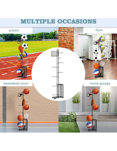 Estante de Almacenamiento Melos para Balones 7 Niveles Negro