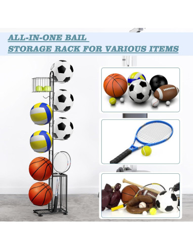 Estante de Almacenamiento Melos para Balones 7 Niveles Negro