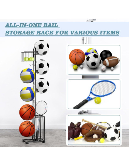 Estante de Almacenamiento Melos para Balones 7 Niveles Negro