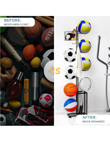 Estante de Almacenamiento Melos para Balones 7 Niveles Negro