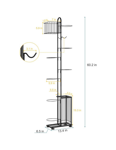 Estante de Almacenamiento Melos para Balones 7 Niveles Negro