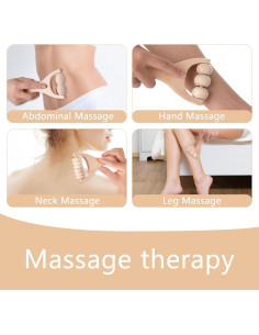 Juego de 3 Rodillos de Masaje de Madera Abeillo 24cm 2