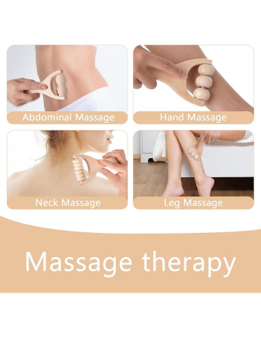 Juego de 3 Rodillos de Masaje de Madera Abeillo 24cm