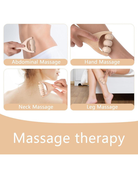 Juego de 3 Rodillos de Masaje de Madera Abeillo 24cm