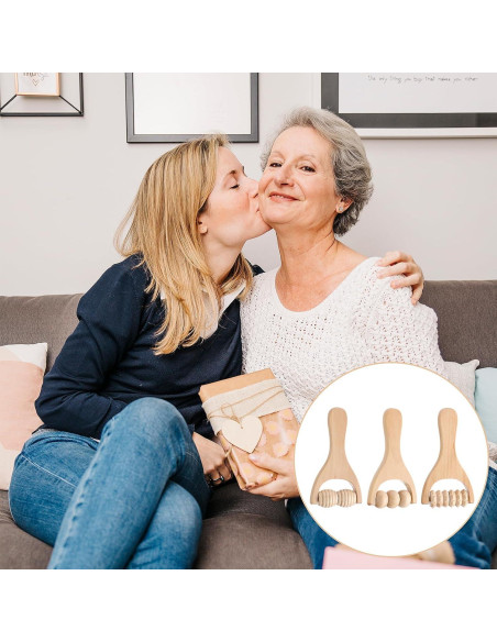 Juego de 3 Rodillos de Masaje de Madera Abeillo 24cm