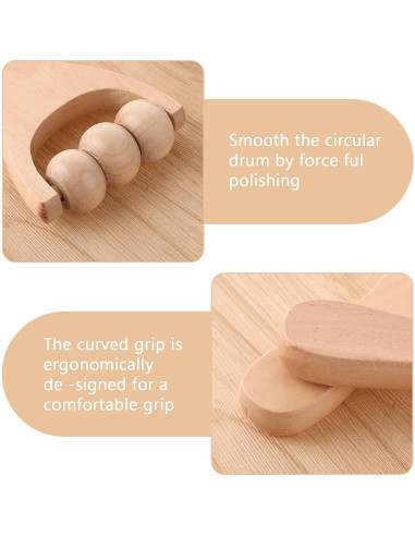 Juego de 3 Rodillos de Masaje de Madera Abeillo 24cm
