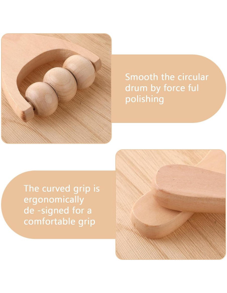 Juego de 3 Rodillos de Masaje de Madera Abeillo 24cm