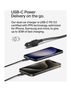 Cargador de coche Belkin BoostCharge 42W USB-C y USB-A Negro 2