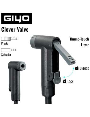 Bomba de Pie GIYO GF27 - Manómetro Doble Escala 3" - 160 PSI