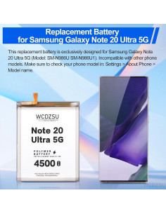 Batería Reemplazo Samsung Galaxy Note 20 Ultra 5G 4500mAh 2
