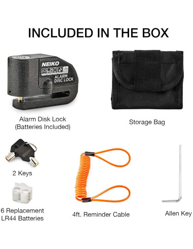 Candado de Disco Antirrobo NEIKO 52908A con Alarma 110dB