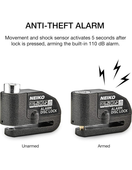 Candado de Disco Antirrobo NEIKO 52908A con Alarma 110dB