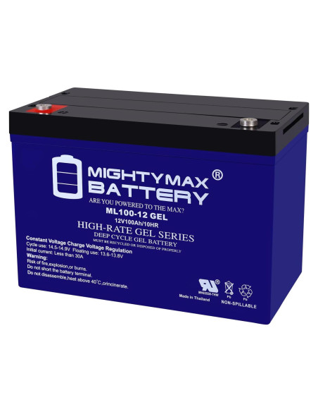 Batería Gel Mighty Max 12V 100AH Ciclo Profundo Solar Eólico