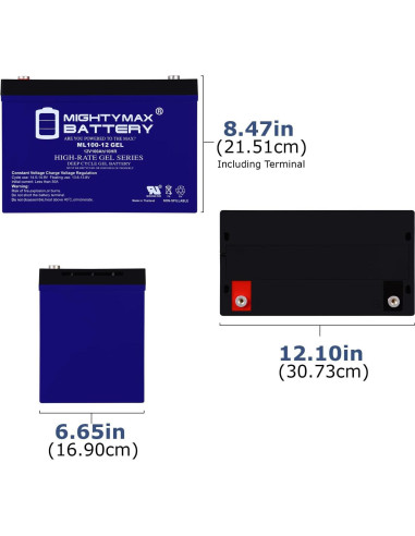 Batería Gel Mighty Max 12V 100AH Ciclo Profundo Solar Eólico