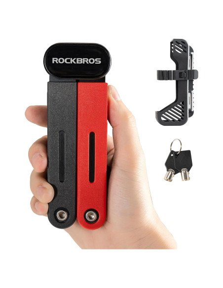 Candado Plegable para Bicicleta ROCKBROS 120cm Rojo con 2 Llaves