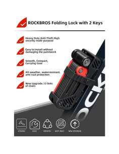Candado Plegable para Bicicleta ROCKBROS 120cm Rojo con 2 Llaves 2