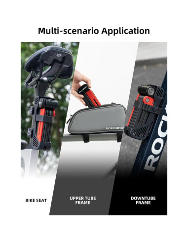 Candado Plegable para Bicicleta ROCKBROS 120cm Rojo con 2 Llaves