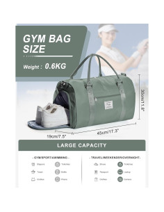 Bolsa de Gimnasio para Mujeres A21 Verde Oscuro 30x19x45cm 2