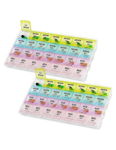 Organizadores de Pastillas MEDca - Paquete de 2, 28 Compartimentos