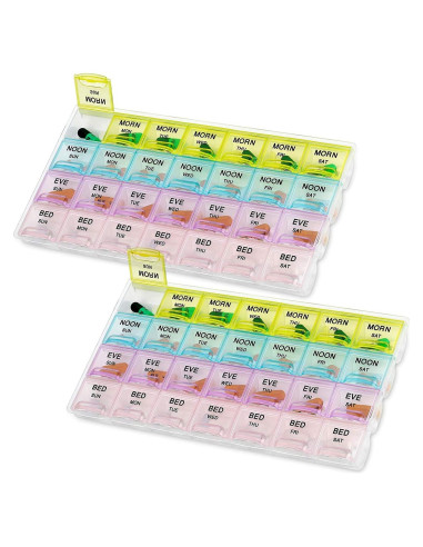Organizadores de Pastillas MEDca - Paquete de 2, 28 Compartimentos