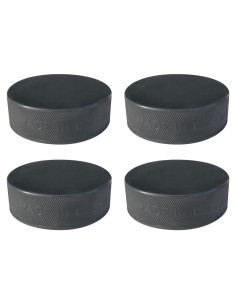 Puck de hockey sobre hielo A&R Sports, negro - paquete de 4