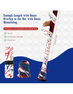 Cinta de agarre para bate de béisbol LUODAKA 110cm con pomo 2