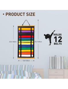Soporte para Cinturones de Karate Winartton - 12 Cinturones, Fieltro y Bambú 2