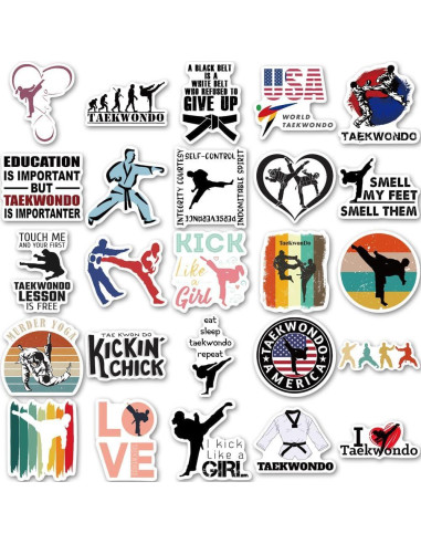 Calcomanías de Taekwondo NADUSEP - 50 Pcs Coloridas