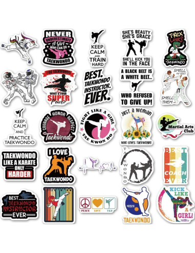 Calcomanías de Taekwondo NADUSEP - 50 Pcs Coloridas