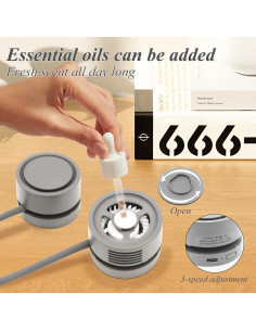 Ventilador de Cuello Plegable Genérico A1 USB 3 Velocidades Gris 2