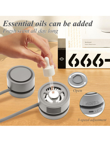 Ventilador de Cuello Plegable Genérico A1 USB 3 Velocidades Gris